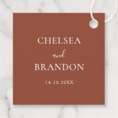 Étiquettes Cadeau Mariage Minimal Formel Script Rustique Terracotta (Dos)