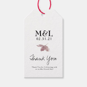 Étiquettes-cadeau Mariage minimaliste aquarelle feuille de brindille
