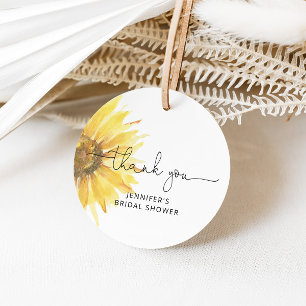 Étiquettes Cadeau Mariage minimaliste au tournesol