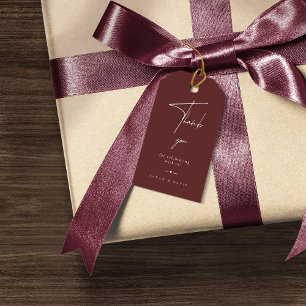 Étiquettes-cadeau Mariage minimaliste Bourgogne moderne Favoriser le