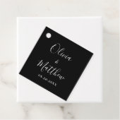 Étiquettes Cadeau Mariage minimaliste élégant noir classique (En situation)