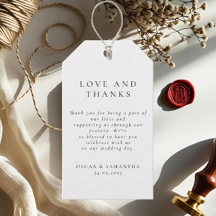Étiquettes-cadeau Mariage minimaliste   Élégant noir et blanc