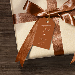 Étiquettes-cadeau Mariage minimaliste en terre cuite Favoriser Merci
