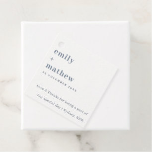 Étiquettes Cadeau Mariage minimaliste moderne Gris Gris Bleu Type