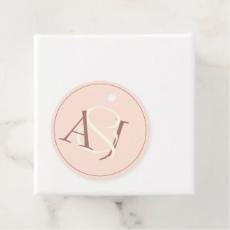 Étiquettes Cadeau Mariage minimaliste Monogramme Rose pêche et Mauve