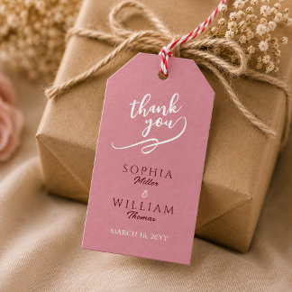 Étiquettes-cadeau Mariage Minimaliste Rose Poussiéreuse Rose