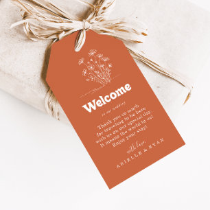 Étiquettes-cadeau Mariage minimaliste Terracotta Fleur des champs Bi