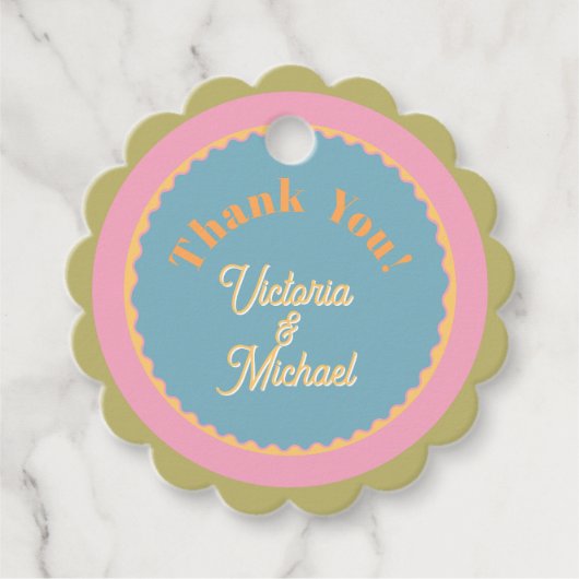 Étiquettes Cadeau Mariage mode Daisy Coloré merci (Devant)