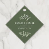 Étiquettes Cadeau Mariage moderne à l'aquarelle avec feuillage de br (Devant)