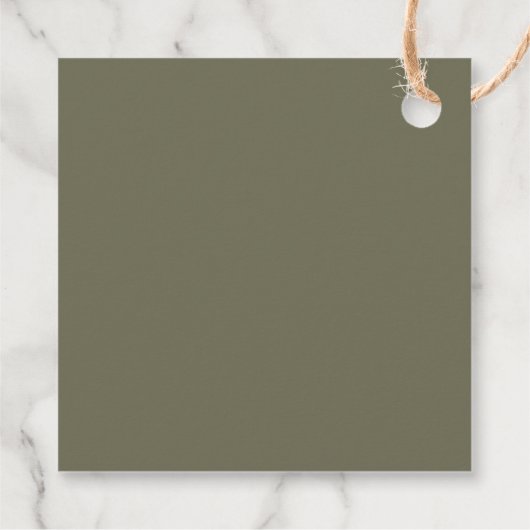 Étiquettes Cadeau Mariage moderne chic Olive Green Monogram (Dos)