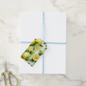 Étiquettes-cadeau Mariage moderne citron bleu floral scripté (Avec de laficelle)
