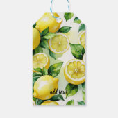 Étiquettes-cadeau Mariage moderne citron bleu floral scripté (Dos)