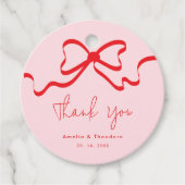 Étiquettes Cadeau Mariage moderne de Bow rouge rose (Devant)