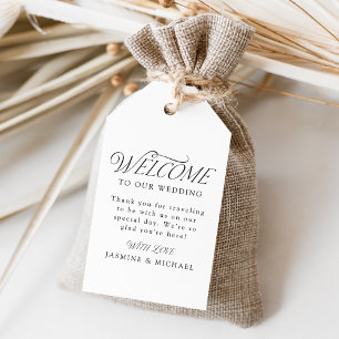 Étiquettes-cadeau Mariage moderne élégant de typographie noire Accue