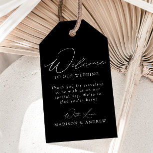 Étiquettes-cadeau Mariage moderne élégant noir et blanc Accueil