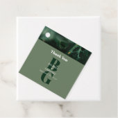 Étiquettes Cadeau Mariage moderne en marbre vert (En situation)