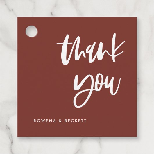 Étiquettes Cadeau Mariage moderne et élégant en terre cuite (Devant)