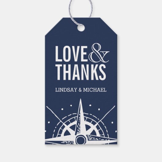 Étiquettes-cadeau Mariage moderne nautique privilégier le Merci (Devant)