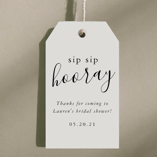 Étiquettes-cadeau Mariage Moderne Noir Blanc Sip Sip Hourra