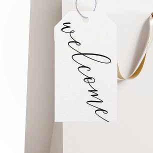 Étiquettes-cadeau Mariage moderne noir et blanc de bienvenue