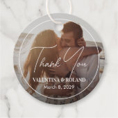 Étiquettes Cadeau Mariage moderne photo noir et blanc chic (Devant)