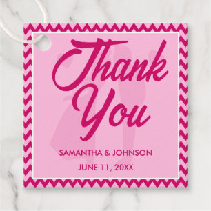 Étiquettes Cadeau Mariage Moderne Rose Pâle à Rayures Chevron