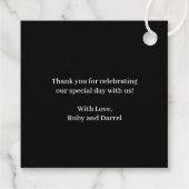 Étiquettes Cadeau Mariage Moderne Ruby Black (Dos)