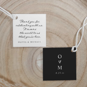 Étiquettes Cadeau Mariage Moderne Simple Écriture Manuscrite Noir et