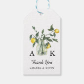 Étiquettes-cadeau Mariage Monogramme Citron Vert Eté (Devant)