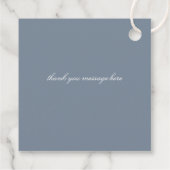 Étiquettes Cadeau Mariage Monogramme Crête Fleurie Bleu Poussière (Dos)