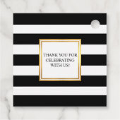 Étiquettes Cadeau Mariage Monogramme de trame or noir blanc rayures (Dos)