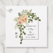 Étiquettes Cadeau Mariage monogramme et arche de fleurs de corail (Devant)