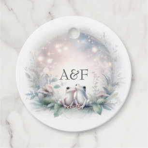 Étiquettes Cadeau Mariage Monogramme Grenouille de la Forêt Enchanté