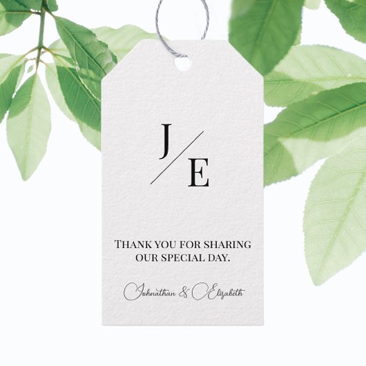 Étiquettes-cadeau Mariage monogramme minimal | BLANCHE
