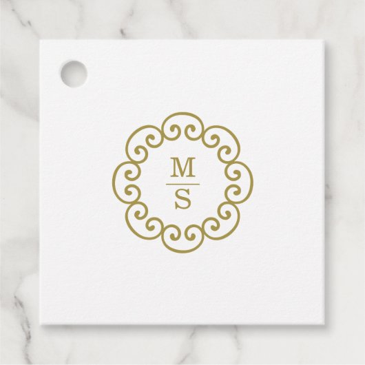 Étiquettes Cadeau Mariage Monogramme Or (Devant)