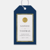 Étiquettes-cadeau Mariage Monogramme rond or de couleur classique mo (Devant)