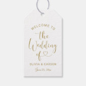 Étiquettes-cadeau Mariage Monogramme Script Cœur Doré Moderne (Devant)
