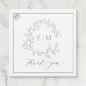 Étiquettes Cadeau Mariage Monogramme vert Sage moderne (Devant)
