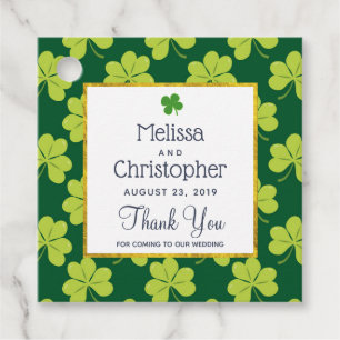 Étiquettes Cadeau Mariage Motif de trèfle vert mignon Merci