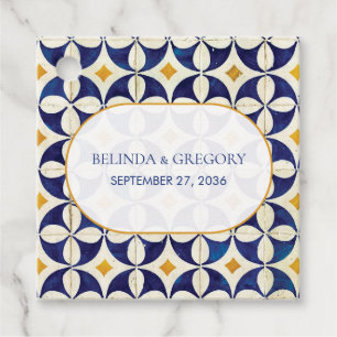 Étiquettes Cadeau Mariage Motif vintage bleu et jaune portugais