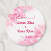 Étiquettes Cadeau Mariage musulman rose floral (Devant)