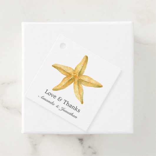 Étiquettes Cadeau Mariage nautique Blue and Yellow Sea Life (En situation)