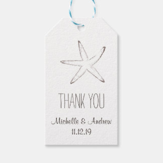 Étiquettes-cadeau Mariage nautique de poisson étoile Merci