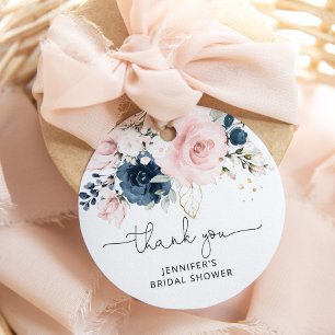 Étiquettes Cadeau Mariage naval rose floral