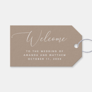 Étiquettes-cadeau Mariage neutre Dusty Taupe. Accueil rustique moder