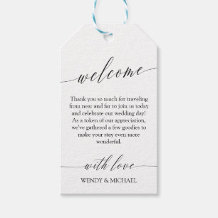 Étiquettes-cadeau Mariage noir blanc délicat Accueil minimal