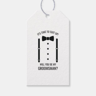 Étiquettes-cadeau Mariage noir Bow Cravate Groomsman Proposition