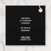 Étiquettes Cadeau Mariage noir Bow Cravate Groomsman Proposition (Dos)