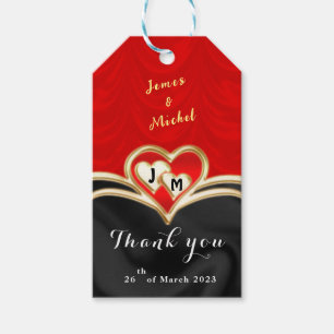 Étiquettes-cadeau Mariage noir et rouge