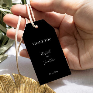 Étiquettes-cadeau Mariage noir moderne Script minimaliste simple